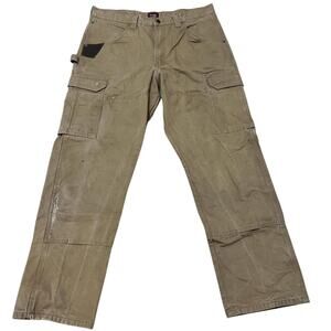 Wrangler Workwear Double-Knee Tan Cargo Distressed Work Pants 38x32